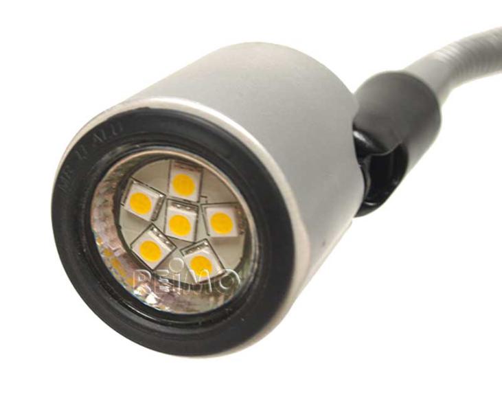 LED 12V leeslamp, 1W, mat zilver, 130mm, vaste opbouw SB