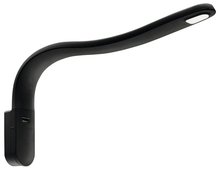 LED-zwanenhalslamp zwart, met siliconencoating