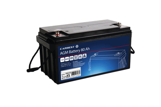 Carbest AGM accu 80Ah 350x167x179mm, schroefklemmen