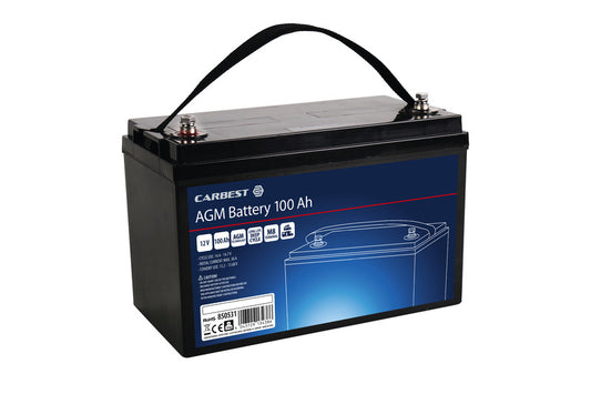 Carbest AGM accu 100Ah 330x171x220mm, schroefklemmen