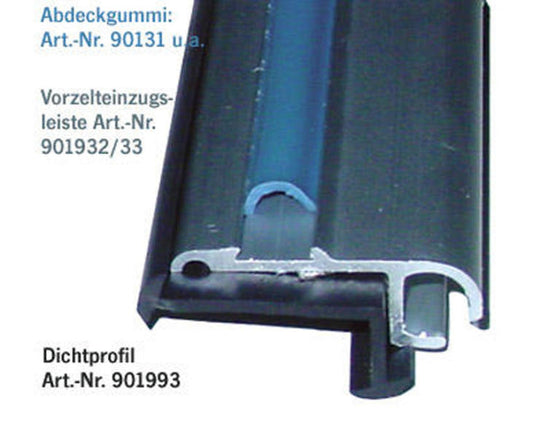 Luifelinvoerstrook aluminium zilver, 27x11mm, 3m