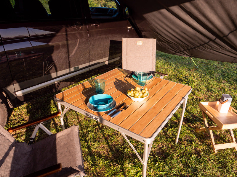 Klappbarer Campingtisch Met Tischplatte Van Bambus