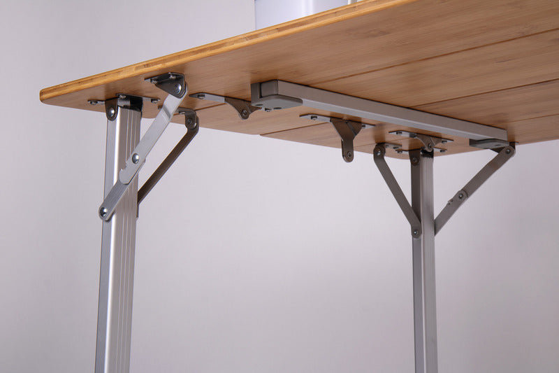 Kampeertafel met bamboe blad - 100 x 65 x 42/65 cm