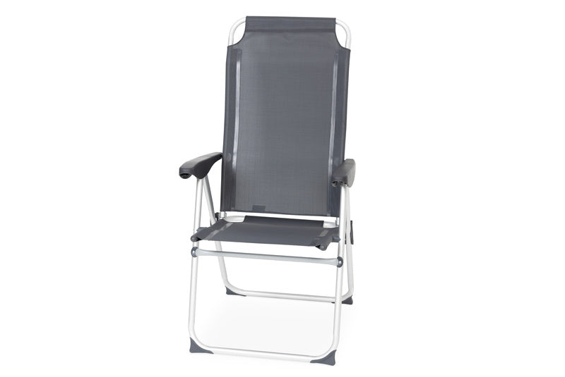 Macaya – Aluminium stoel met hoge rugleuning en een frame van ronde buizen