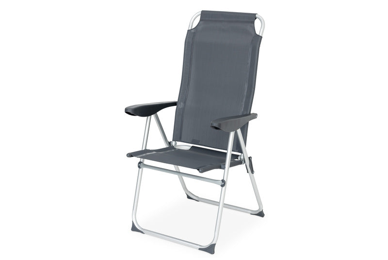 Macaya – Aluminium stoel met hoge rugleuning en een frame van ronde buizen