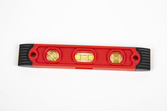 Waterpas met magneetstrip, kunststof rood