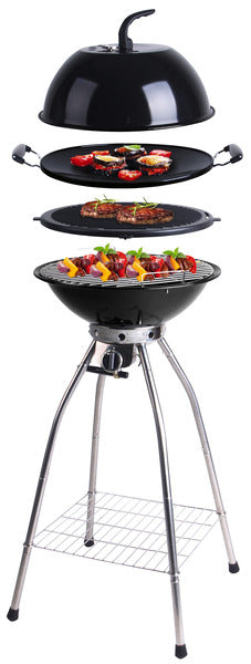 Woki gasbarbeque set 30 mbar met rooster, wok, grillplaat en deksel