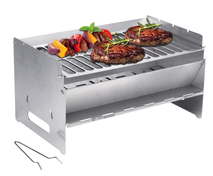 Opklapbare barbeque uit edelstaal 250 x 400mm
