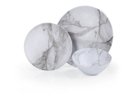 Melamine servies set MARBLE 6 stuks, voor 2 personen
