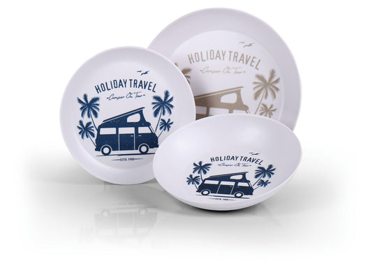"HOLIDAY TRAVEL" melamine servies - voor 2 personen