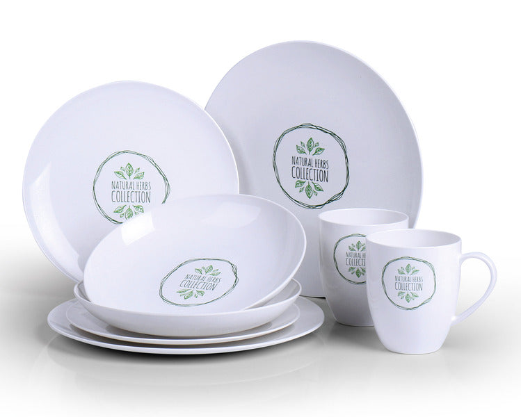 PLA-schotels NATURE 8-delig, voor 2 personen, geschikt voor magnetrons