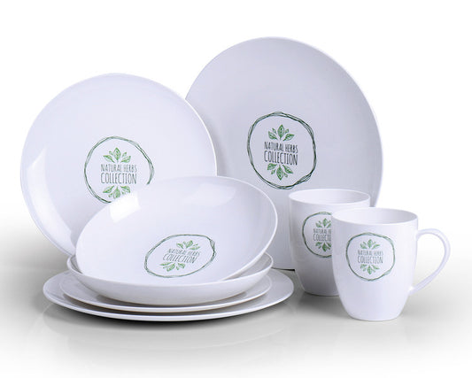 PLA-schotels NATURE 8-delig, voor 2 personen, geschikt voor magnetrons