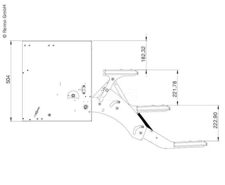 Stap 3-traps 530 mm motor Rechts, voor grote campers (liner)
