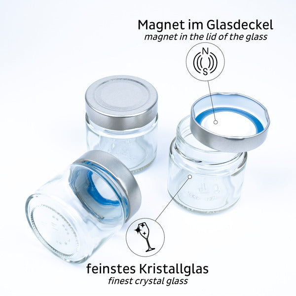 Fijne voedsel magnetische potjes Zwart & CLASSY - 125 ml