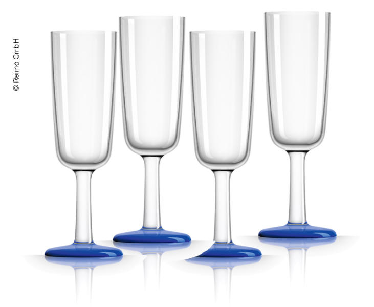 Plastic sektglazen 180ml, 4 stuks - blauw
