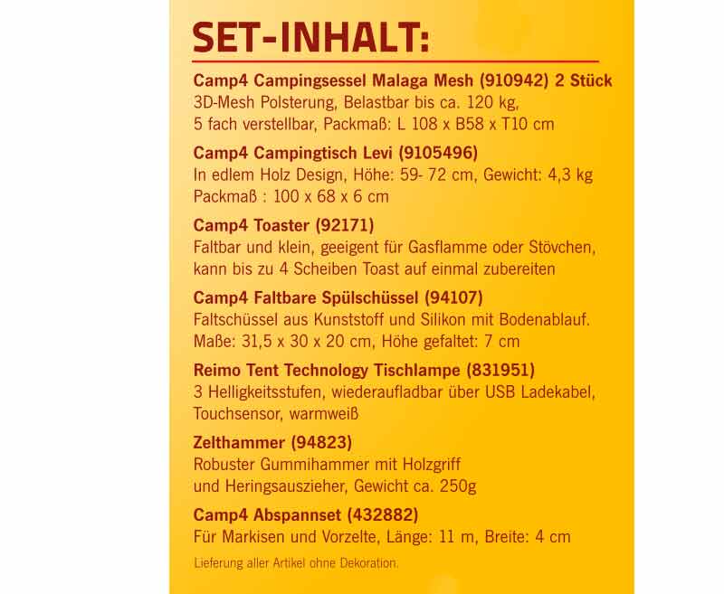 Camping Srater Set "Pro" voor 2 personen