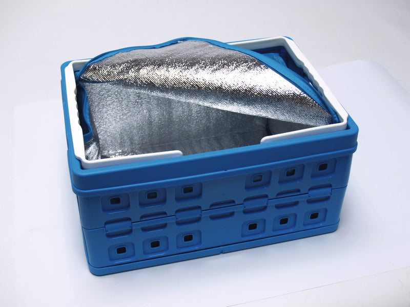 Klapbox 32 liter met koeltas - blauw/wit