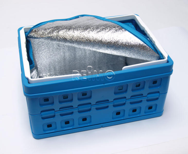 Klapbox 32 liter met koeltas - blauw/wit
