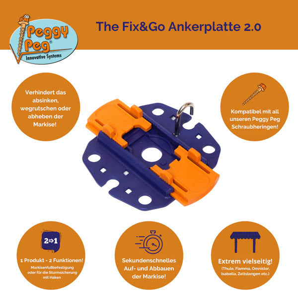 Peggy Peg Fix & Go ankerplaat, 1 set