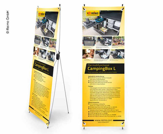 X-Banner - Motief: Campingbox L, Engels, Afmeting: 60x180cm