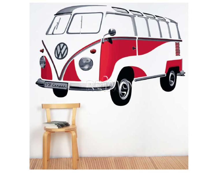 VW Collection 'VW Bulli' muurtattoo Sambic Classic - rood 180 x 120cm