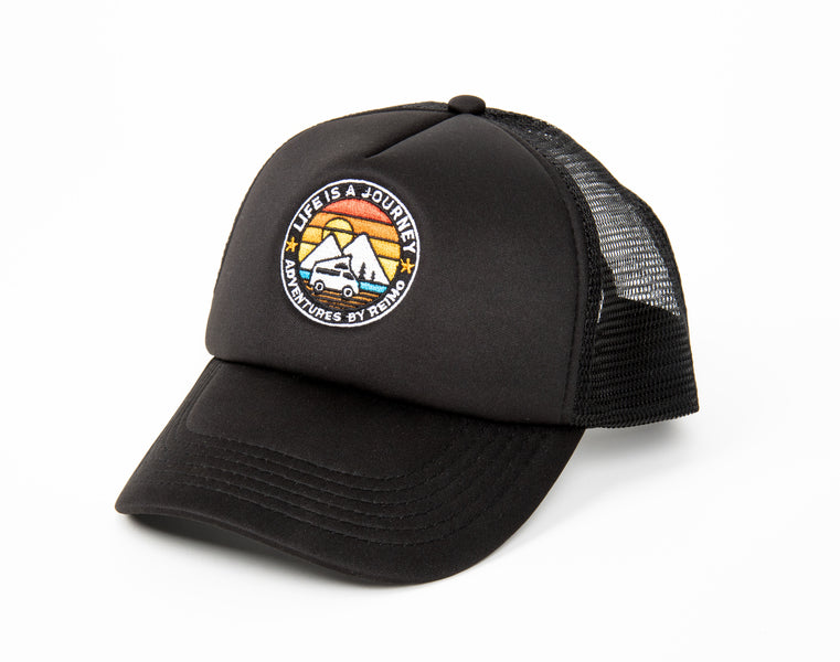 Trucker Cap LIFE IS A JOURNEY, zwart, unisex