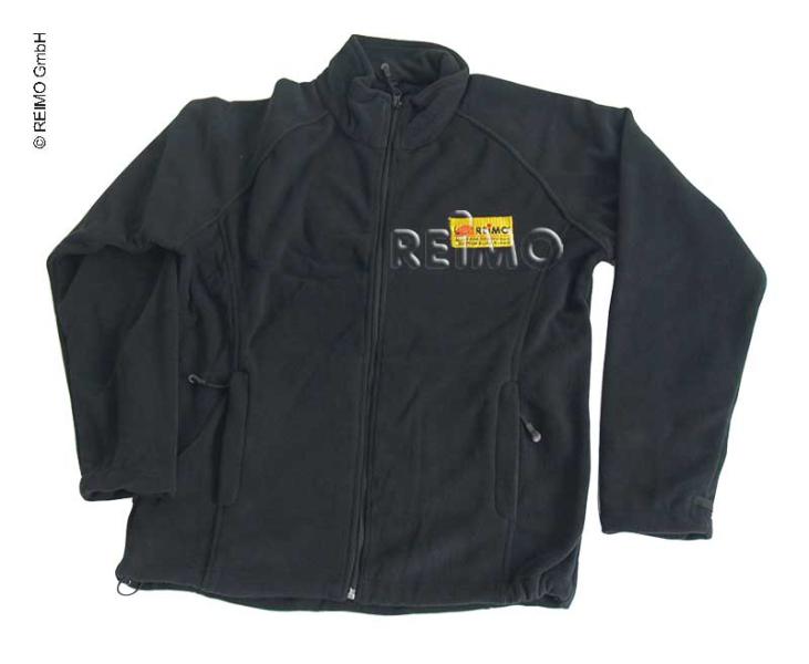 heren fleece-jas met bedrijfslogo op borstzak en R} hoeken Gr.L