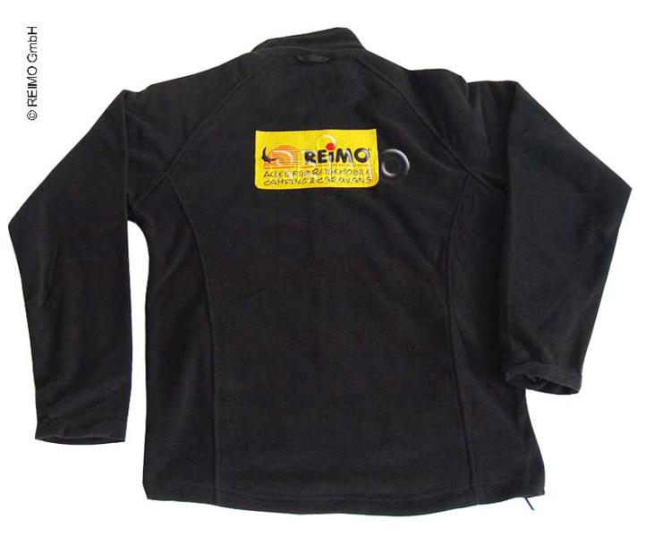 heren fleece-jas met bedrijfslogo op borstzak en R} hoeken Gr.L