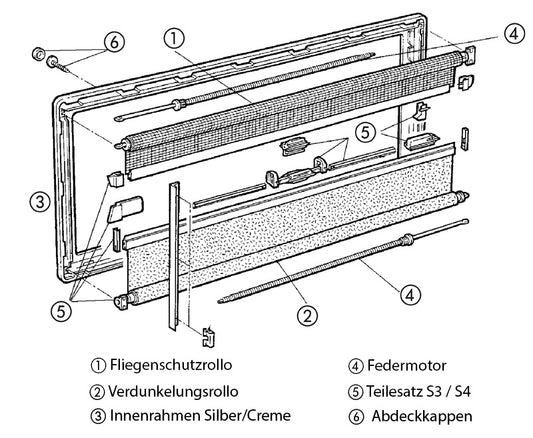S4 Venster reserveonderdeel binnenframe crème wit, compleet
