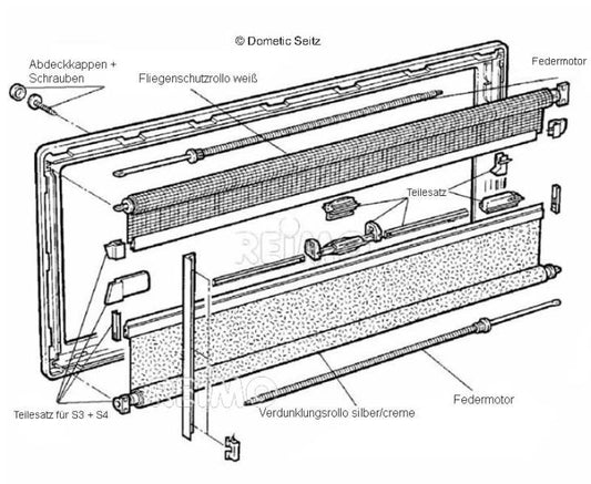 S4 Venster reserveonderdeel binnenframe crème wit, compleet