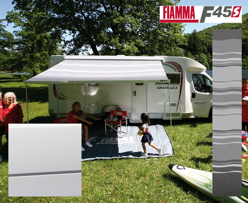 Fiamma F45S luifel – linkeruitvoering – 300 cm – Wit – Deluxe Grey – E7179 – bron 76028972892495