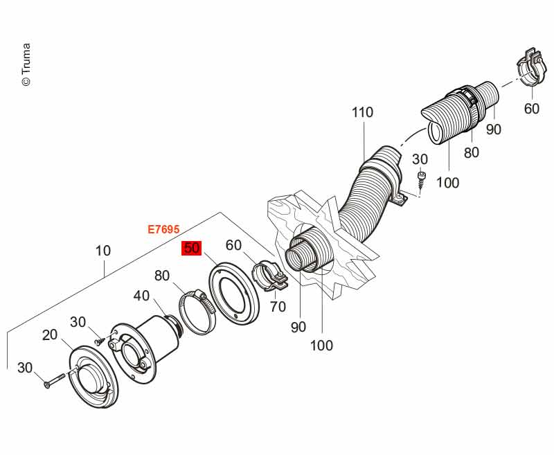 Wandschoorsteen pakking wit 97,6 mm