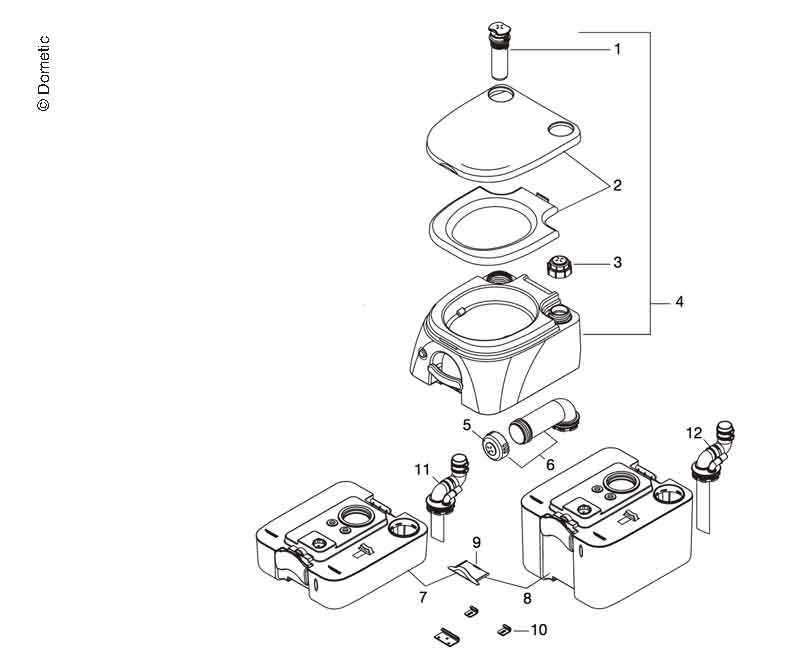 Afvalwatertank voor Dometic kampeertoilet 972/974