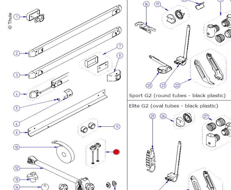 Bolt 90mm +Knob high 2 stuks