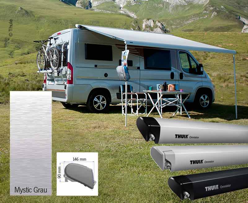 Thule Omnistor 6300 luifel – set voor Ducato H2 – 375 cm – Zilver / grijze kappen – Mystic Grey – 428073 – bron 76028549595471