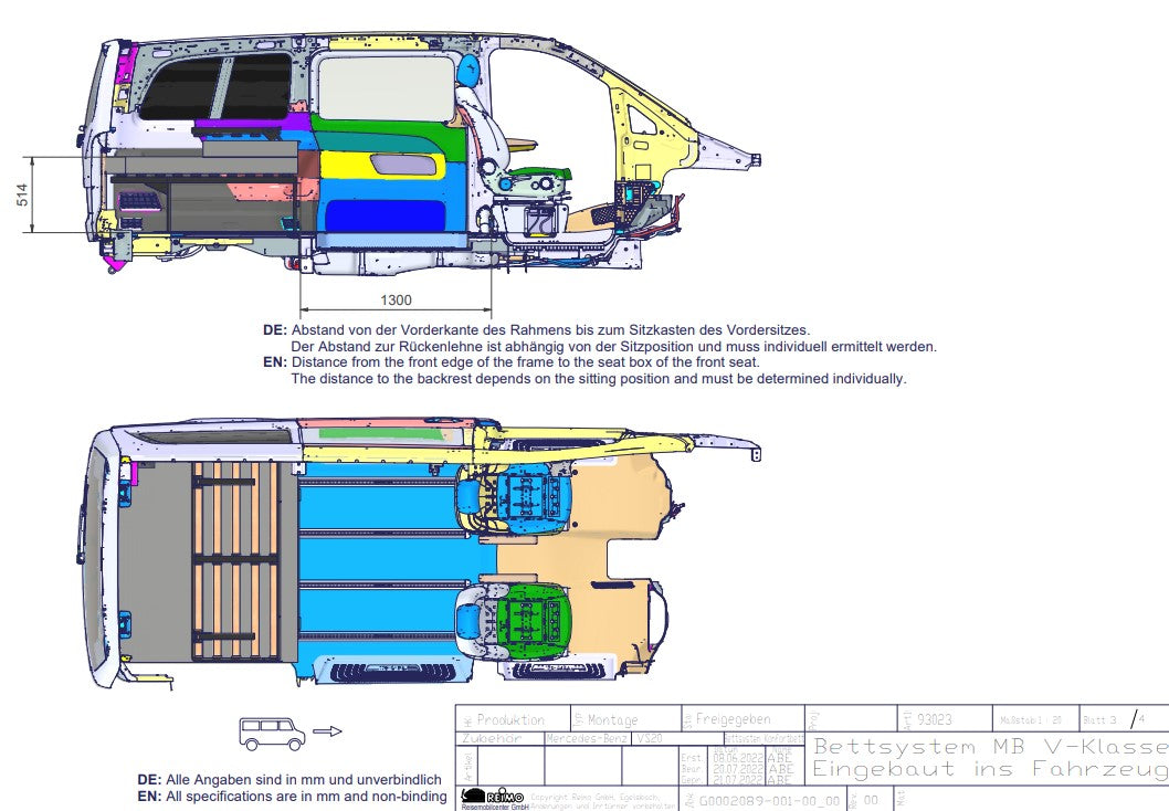 Comfortbed Mercedes V-Klasse, Vito Tourer & EQV (vanaf 2014) – 195 × 140 cm