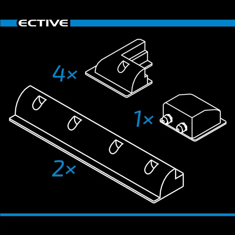 ECTIVE 7-delige lange complete montageset voor zonne-installatie (zwart)
